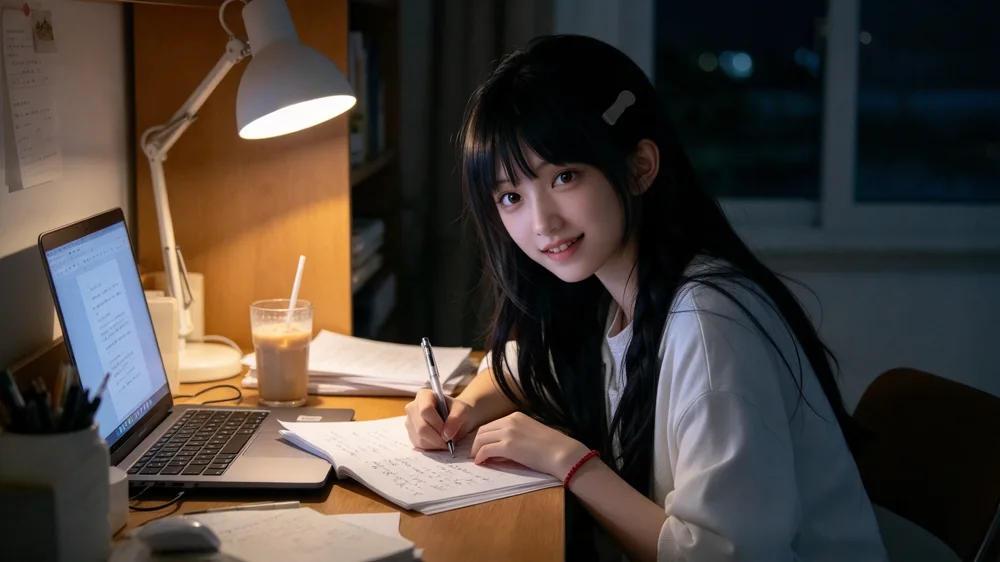 深夜稿纸，抬头看你
